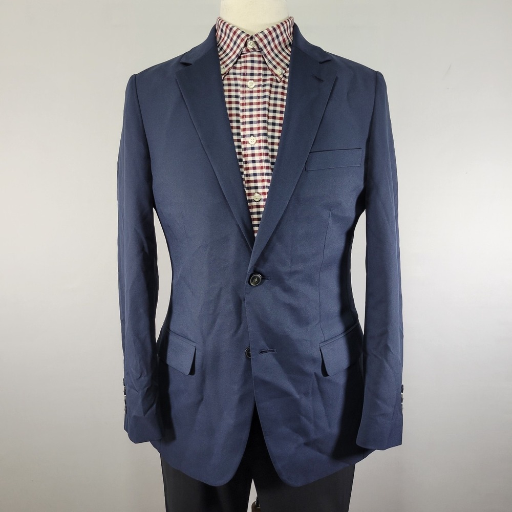 Haggar Men's Active‎ Series Blazer Navy Blue Polyester Two Button 38R Tailored